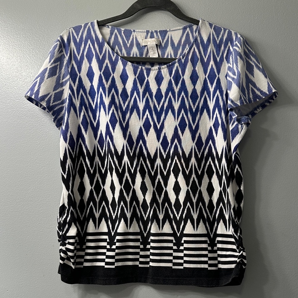 Chico's Blue and Black Patterned Top